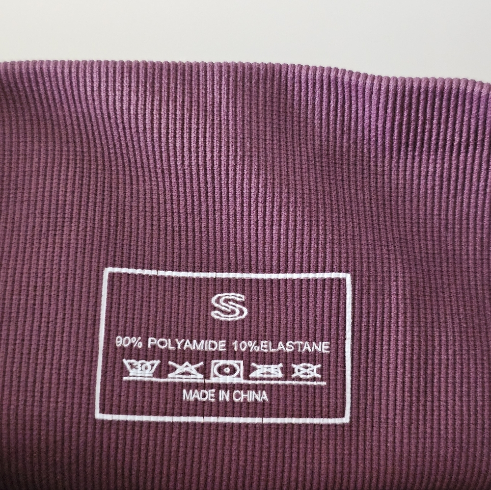 Seamless Butt Lift Leggings High Waisted Burgundy Plum Scrunch Gym S - Picture 6 of 9